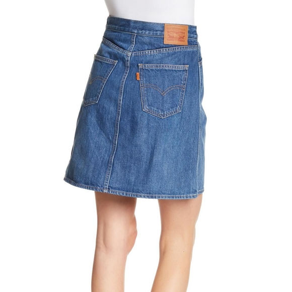 26 Levi's Orange Tab A-Line Zip Front Mini Skirt - Picture 9 of 13